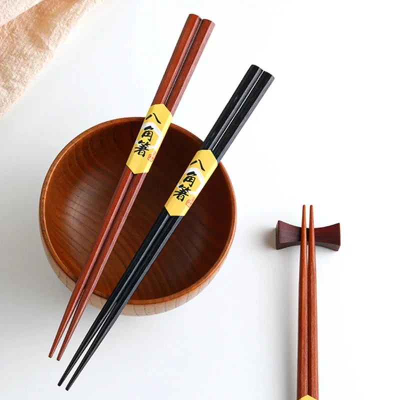 عيدان تناول الطعام اليابانية ذات طرف مدبب، عيدان تناول الطعام الخشبية المثمنة للاستخدام المنزلي، أدوات مائدة خشبية مقاومة للبكتيريا والعفن