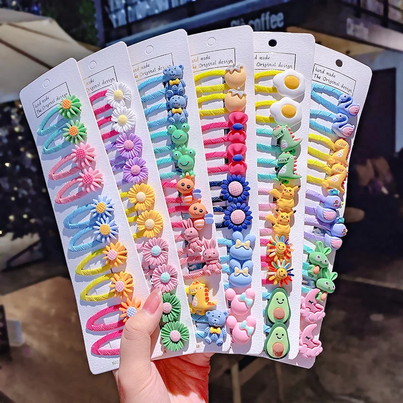 10Pcs Cartoon Flower Animals Metal Candy BB Clips Girls Hairpins Hair Clip Kids Headwear Barrettes Baby Hair Styling Accessories