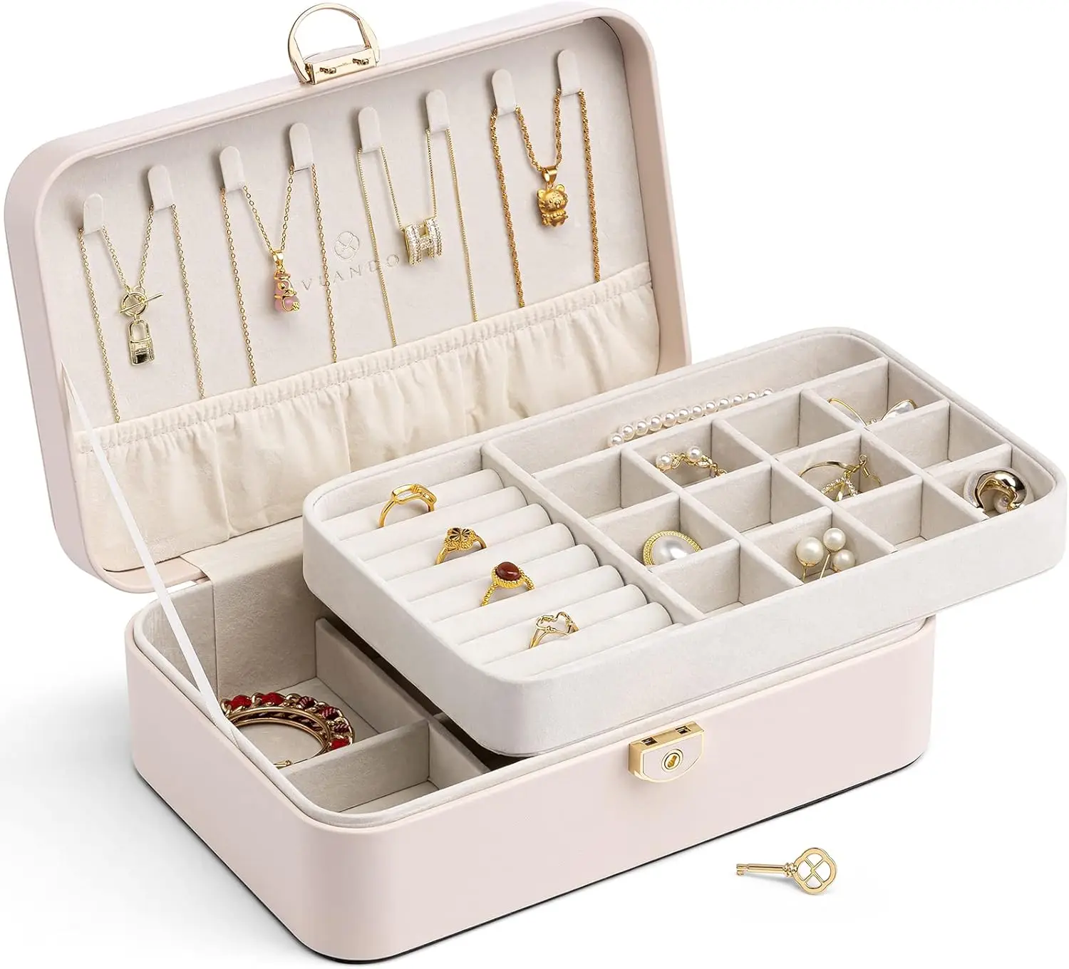 

2-Layer Jewelry Box,Valentines Day Gifts for Her Jewelry Organizer for Women Removable Jewelry Tray for Earrings Necklac