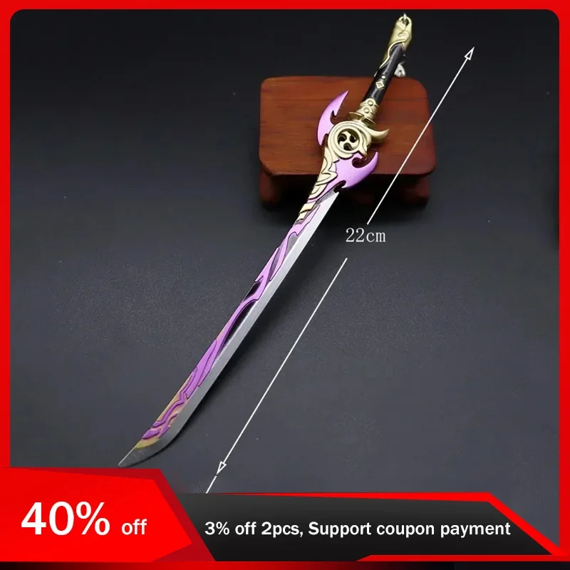 22cm Genshin Impact Figure Game Peripherals Sword Toy Uncut Katana Cosplay Metal Weapon Model Children's Toys Gifts Ornaments