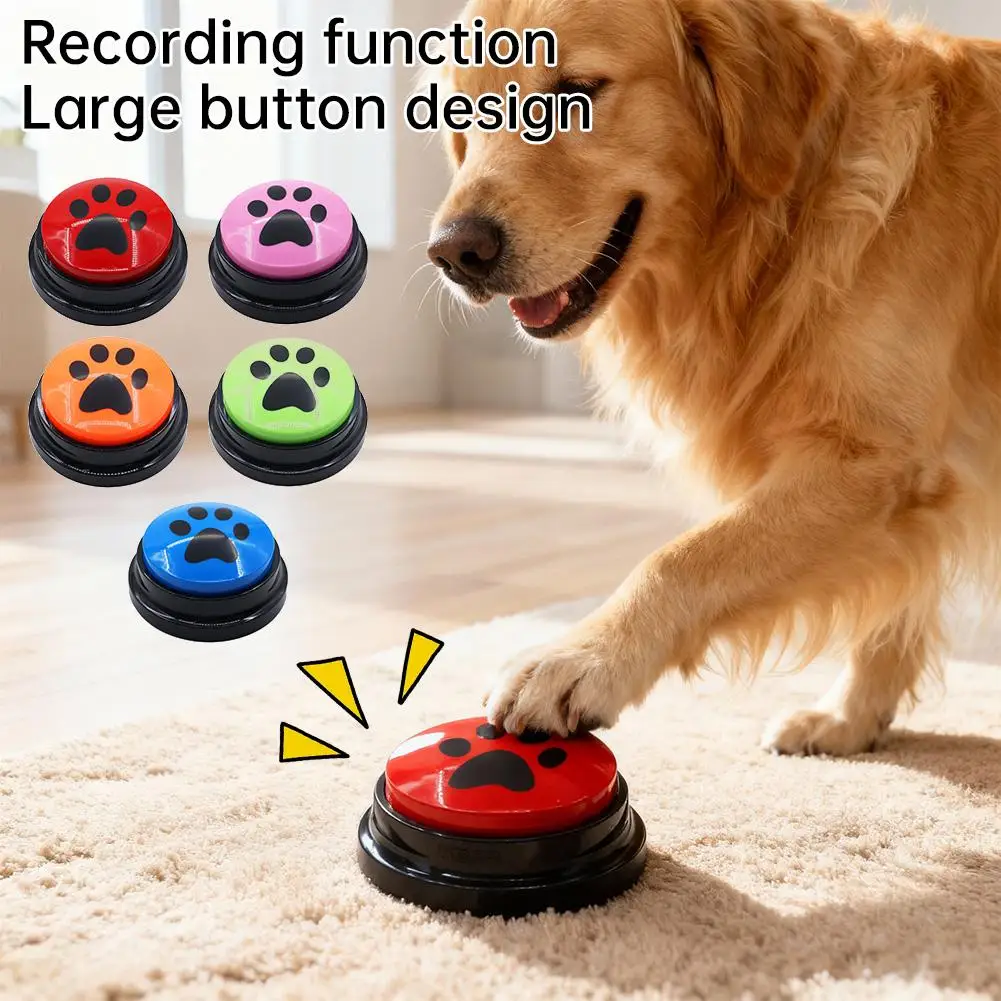 5colors Dog Cat Communication Buttons Voice Recording Button for Pet Training Buzzer 30 Second Record Playback Interactive Pet T