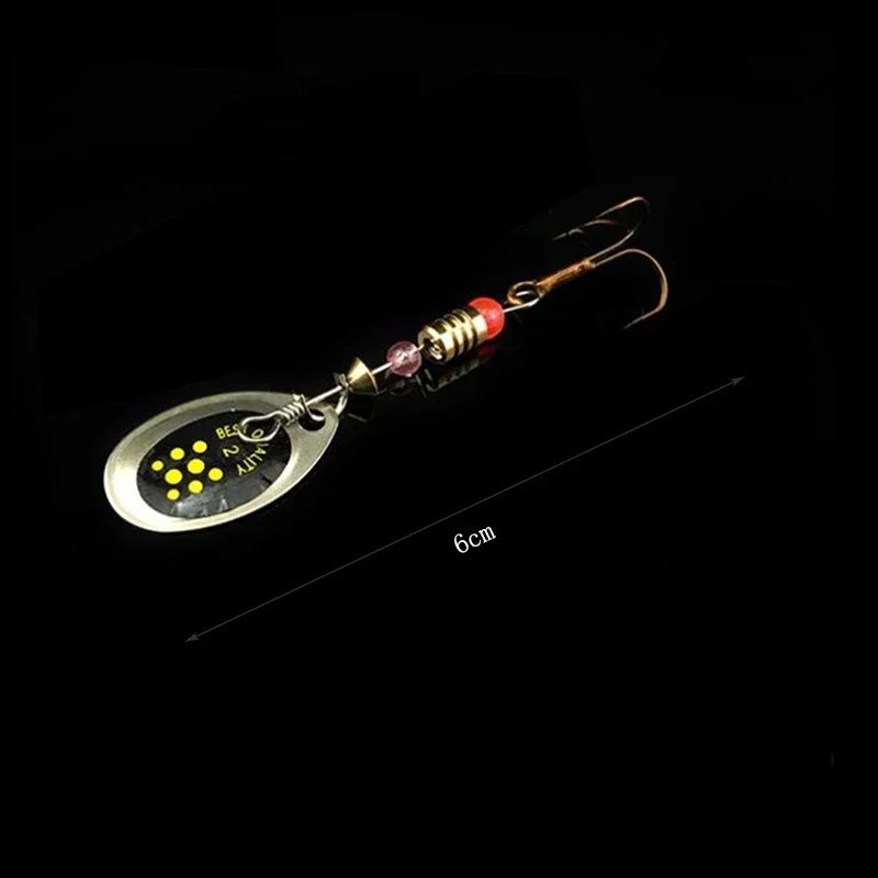 xgnvpy 1Pcs Fishing Lure Spinner Bait 2.6cm 3g Spoon Metal Hard Feather Treble Hooks Spinnerbait Tackle