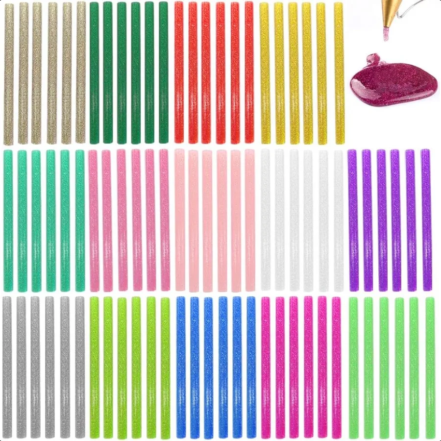 

Glitter Hot Glue Sticks for Hot Glue Gun 14 Colors 84 Pack Bulk Colored Glitter Glue Stick for Mini Glue Gun Sticks 7mm 100mm M