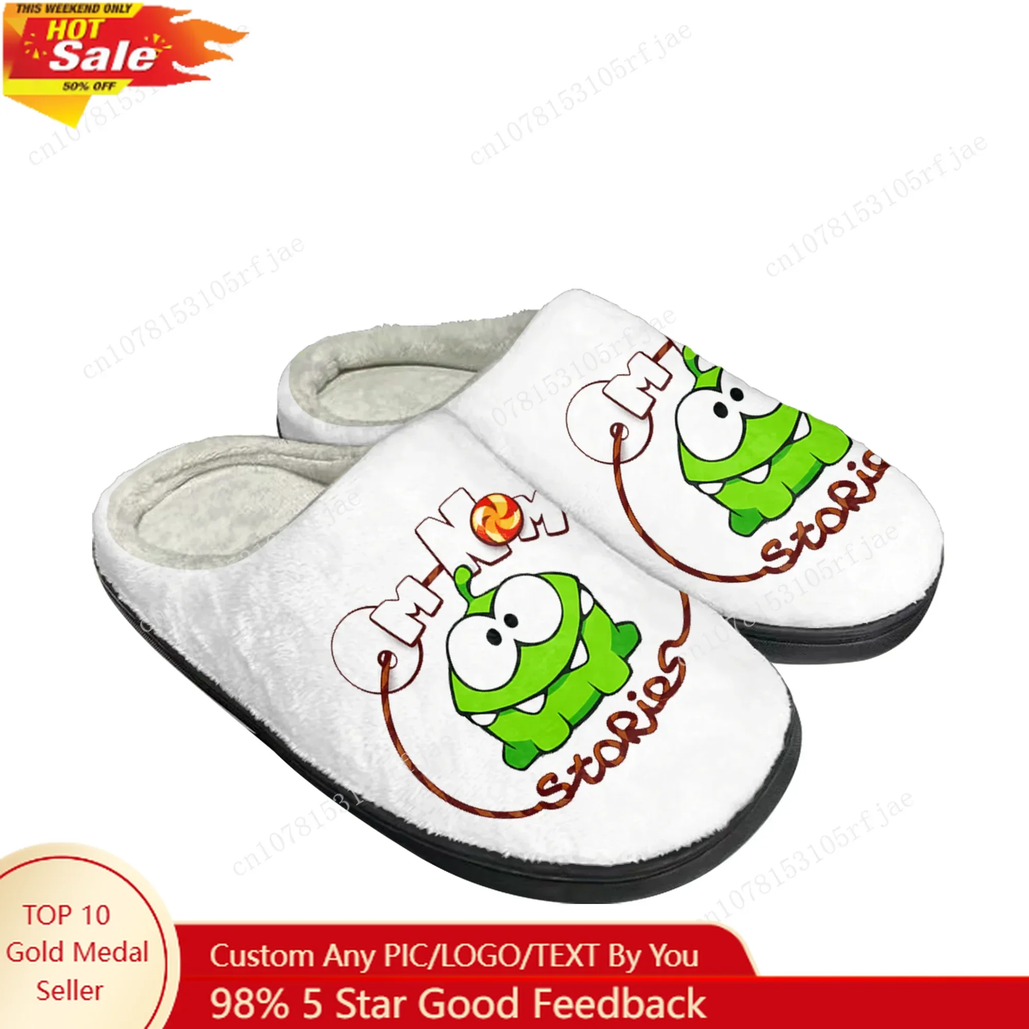

Cut The Rope Custom Home Cotton Slippers Anime Cartoon Game Mens Womens Plush Bedroom Casual Keep Warm Shoes Tailor Made Slipper