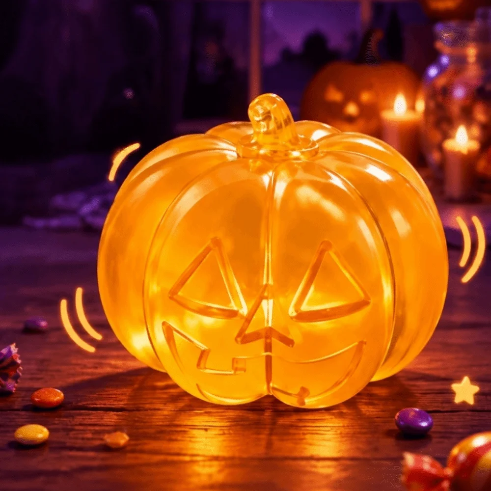 Jouet anti-stress super doux en forme de citrouille d'Halloween, transparent comme du cristal, à rebond lent, jouet à presser, simulation de citrouille molle et souple.
