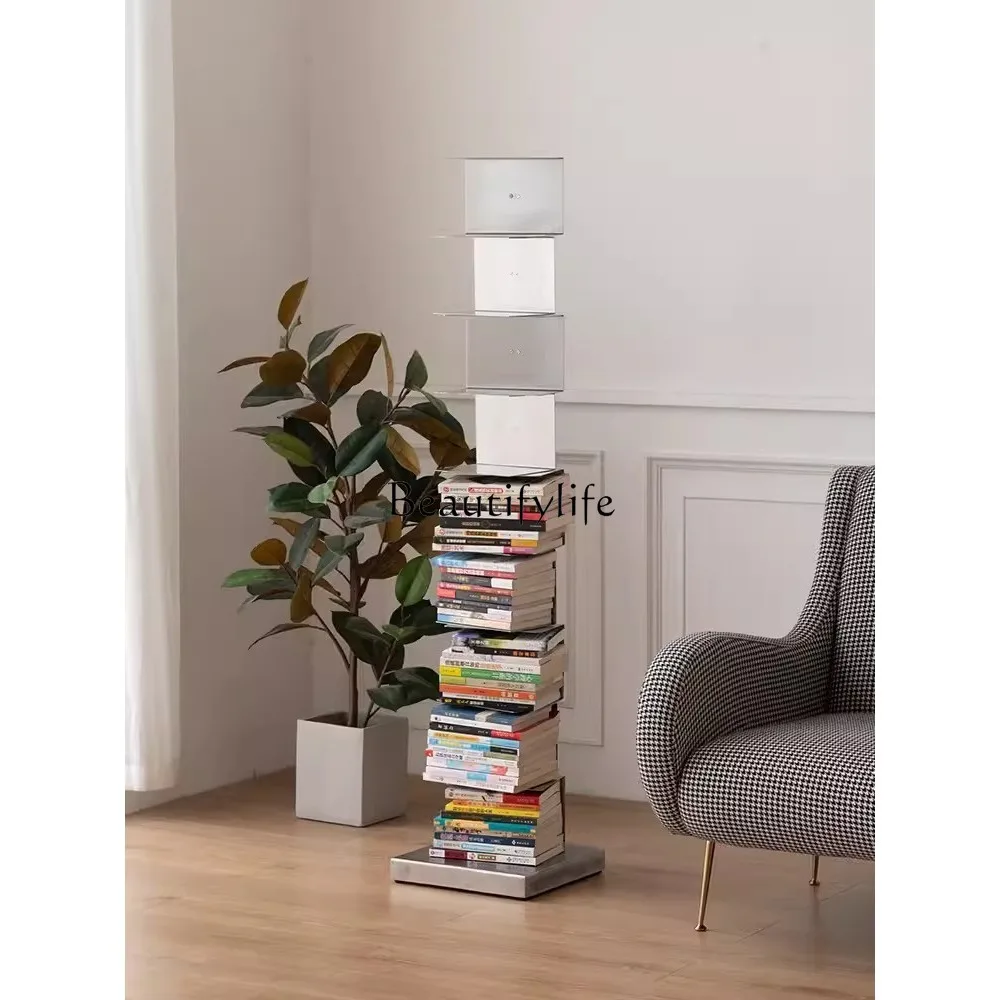 

Nordic Invisible Shelves Floor Stainless Steel Suspended Small Living Room Corner Personalized Storage Rack