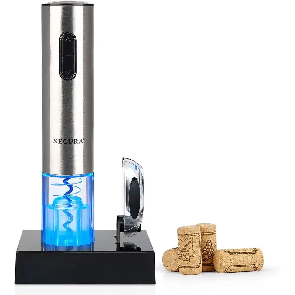 

Electric Wine Opener, Automatic Electric Wine Bottle Corkscrew Opener with oil Cutter, Rechargeable (StainlSteel)