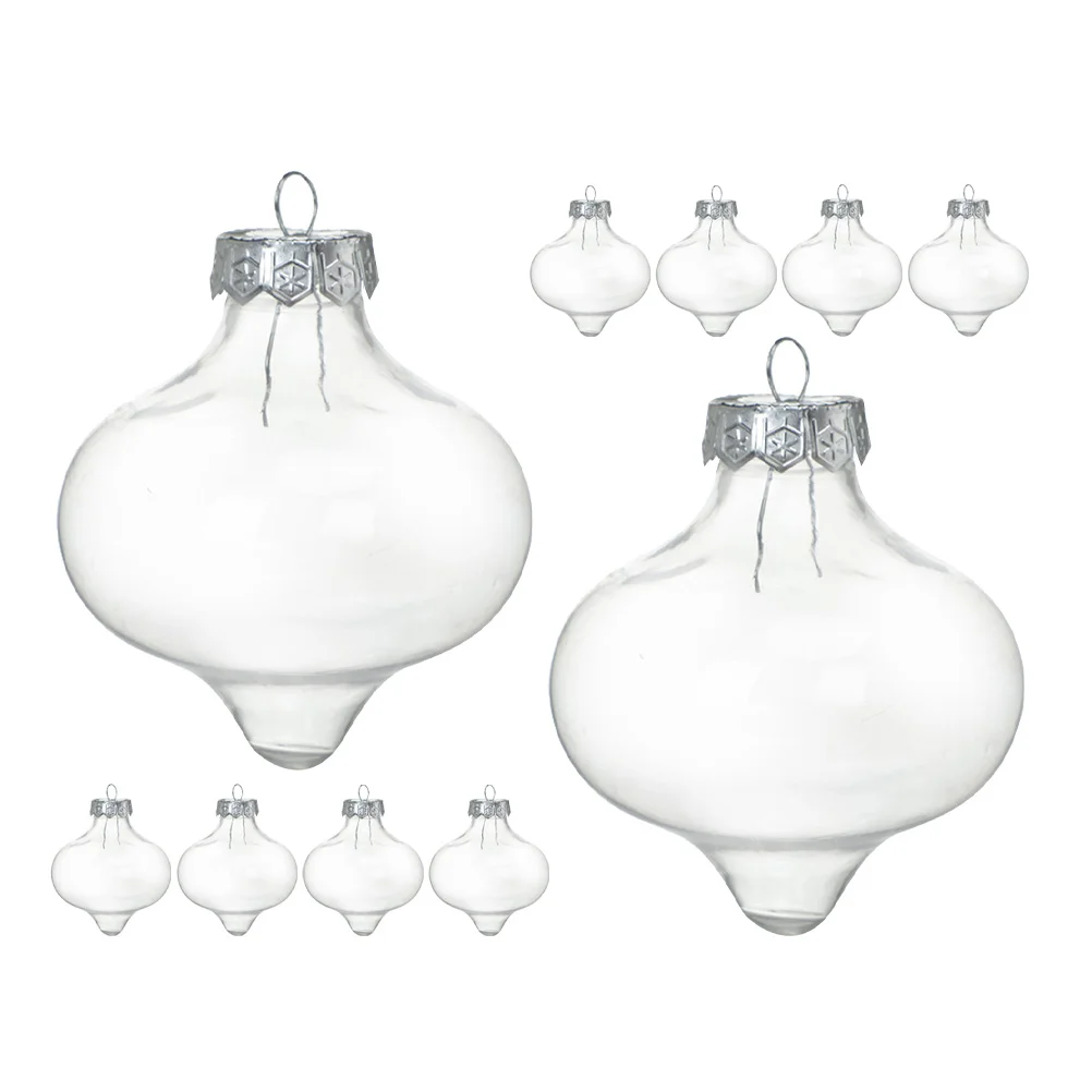 

10Pcs Fillable Christmas Ornaments Light Bulb Design Clear Plastic Baubles for Tree Decor Holiday Home Mall Window Decoration