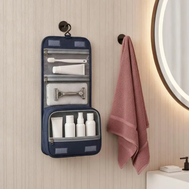 Wasserdichte Hängetoilettentasche mit Nass-Trocken-Trennung, Große Kapazität für Reisen, Geschäftsreisen, Make-up-Organizer – Detail 3