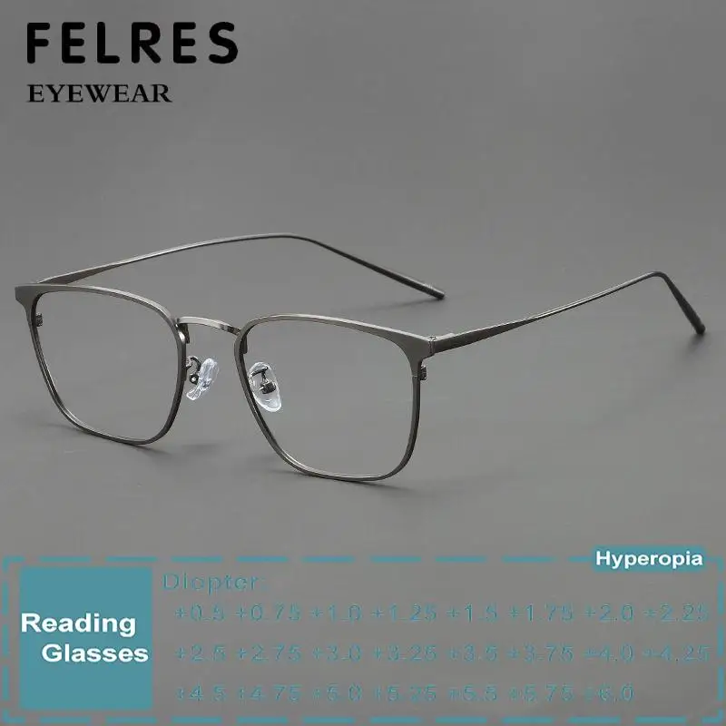 

Designer Alloy Anti Blue Light Reading Glasses Men Square Prescription Presbyopic Glasses Clear Lens Optical Eyewear Readers