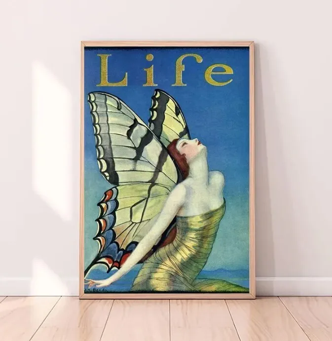 Life The Flapper Butterfly Art Poster  Wall Stickers Home Interior Decoration Painting