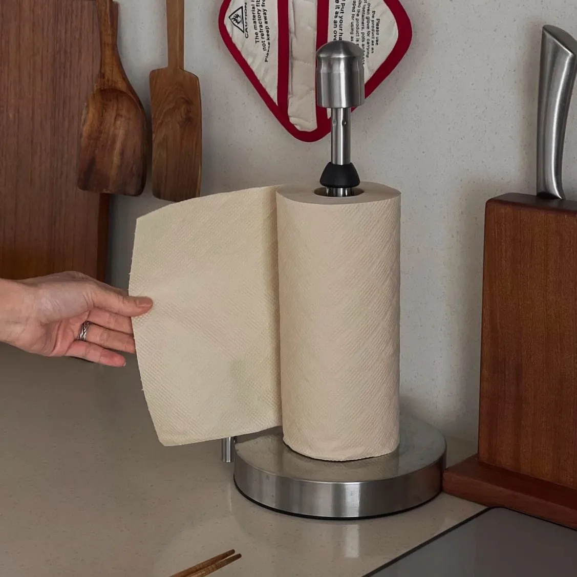 Soporte de tubo de papel grande de acero inoxidable para sala de estar, cocina, decoración sin perforaciones, estante de almacenamiento de extracción de papel