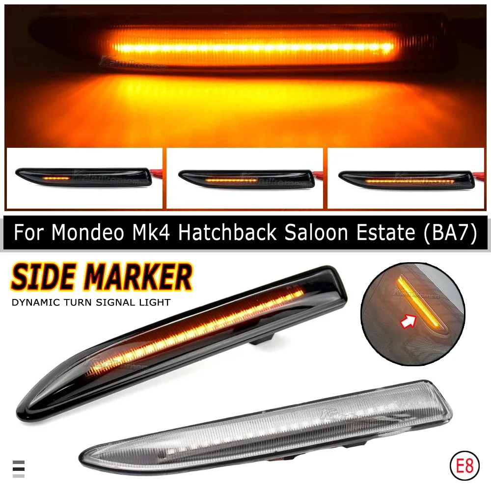 1 زوج الجانب ماركر بدوره مصباح إشارة لفورد مونديو Mk4 هاتشباك صالون العقارات BA7 2007-15 Led الديناميكية متتابعة الوامض مصباح