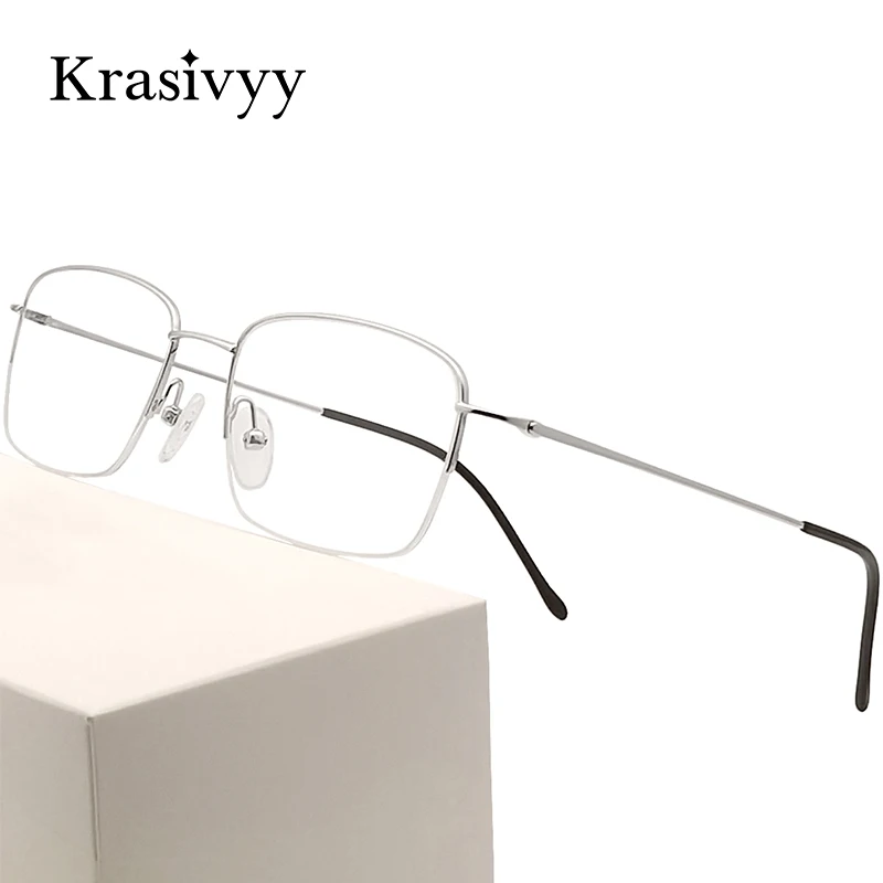 

Krasivyy Pure Titanium Men Optical Glasses Classic Square Semi-Rimless Eyewear Males Prescription Optical Eyeglasses Frame