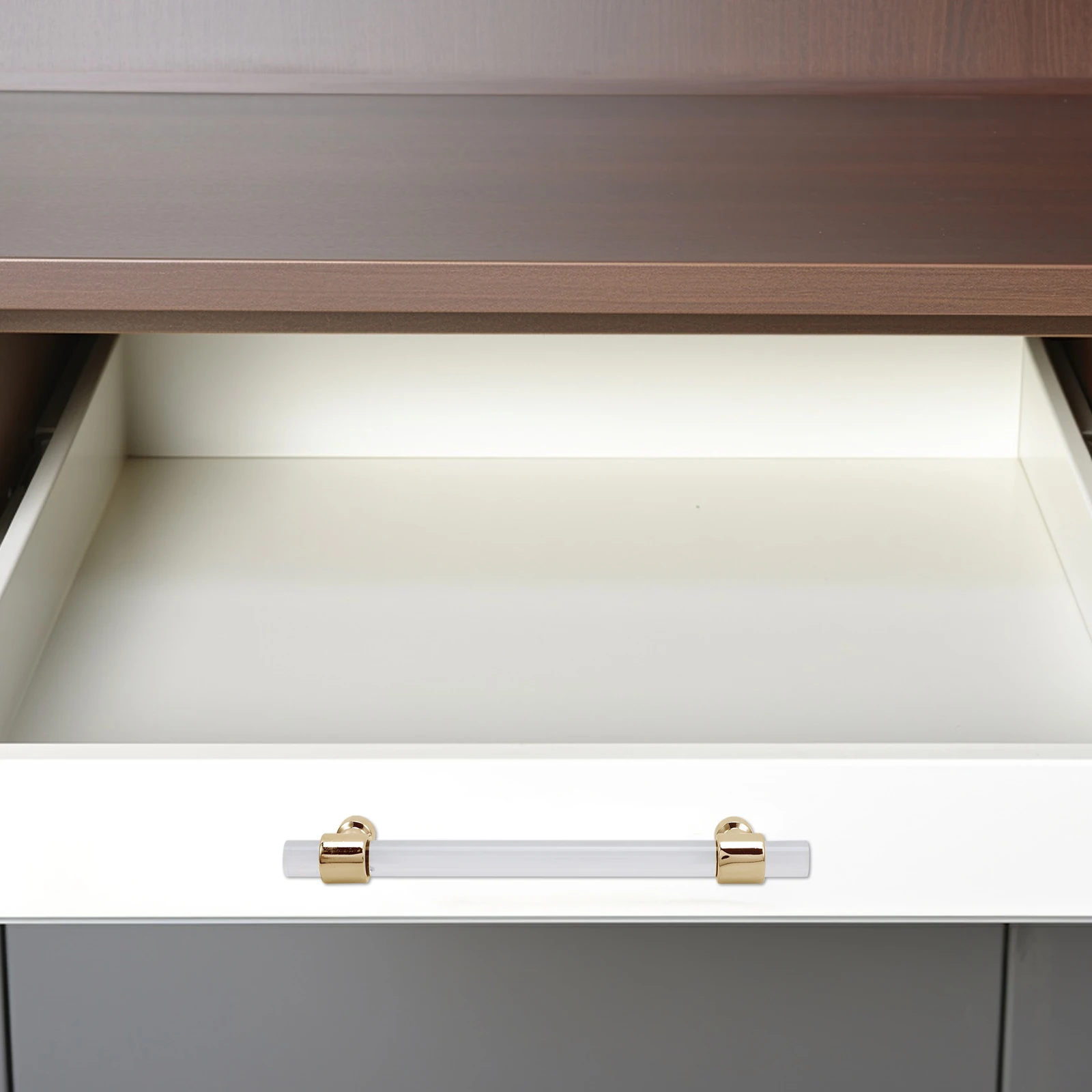 

128mm Center Silver Acrylic Kitchen Door Cabinet Drawer Dresser Handle 170mm Long Pulls niture Grips Cabinet Handles Door