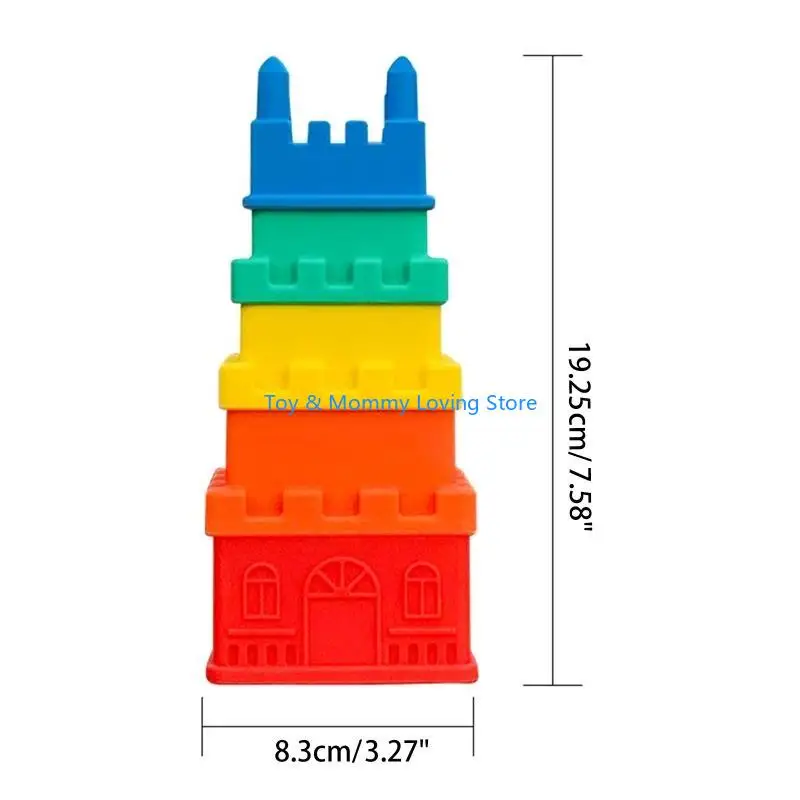 Y1QF Brinquedos educacionais iniciais para crianças Castelo bloqueio silicone macio durável 5 camadas