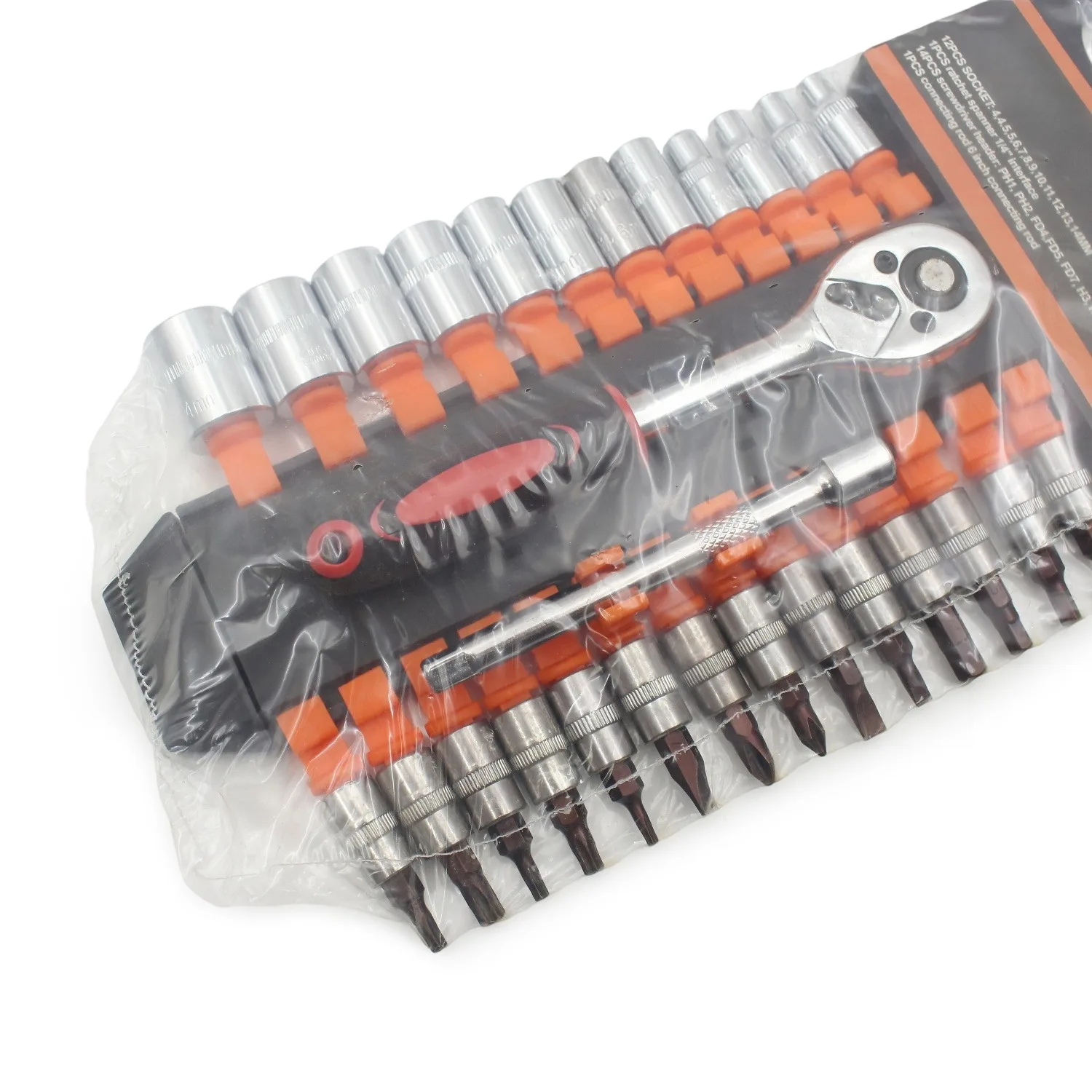 28Pcs Drive Chrome Plated Ratchet Socket Wrench Set Short Spanner Hand Tool Kit for Car Motorcycle Bicycle&Household Repair