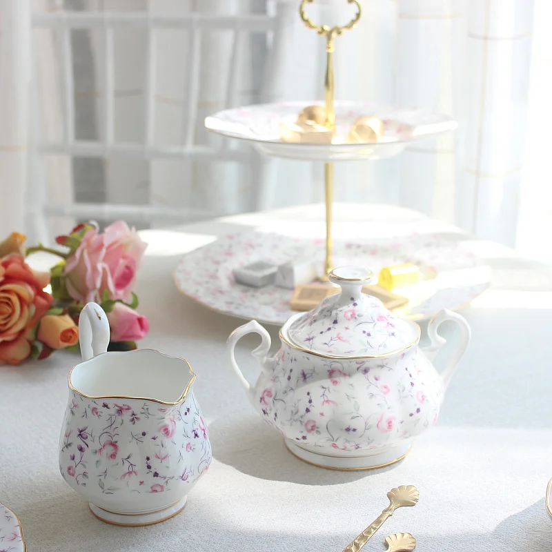 European bone China coffee cup girl English afternoon tea red teacup teapot tea set cute pink cup ceramics