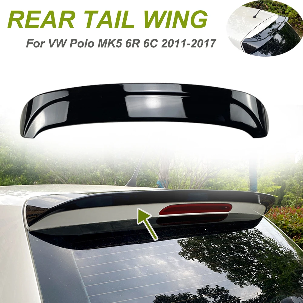 For VW Polo MK5 6R 6C 2011-2017 Car Rear Trunk Fix Wing Lip Spoiler Glossy Black High Quality ABS Body Modification