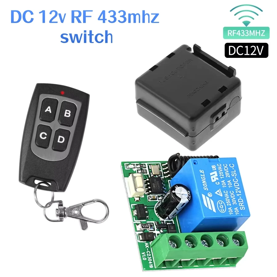 

Original 433Mhz RF Remote Control Switch For Learning Code LED Lighting Transmitter Remote DC 12V 10A 1CH Relay Receiver Module