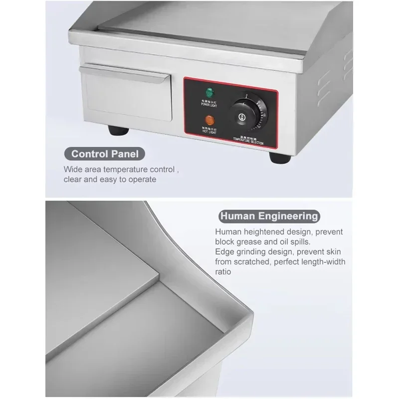 Grill Indoor Electric Grill Griddle Smart Display & Tempered Glass Lid, Non-stick Removable Grill