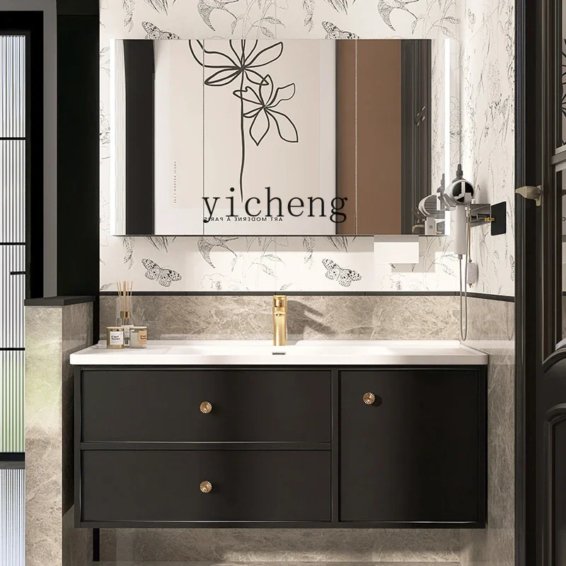 i10.10- French Retro Bathroom Cabinet Black Vintage Style Ceramic Washbasin Vanity