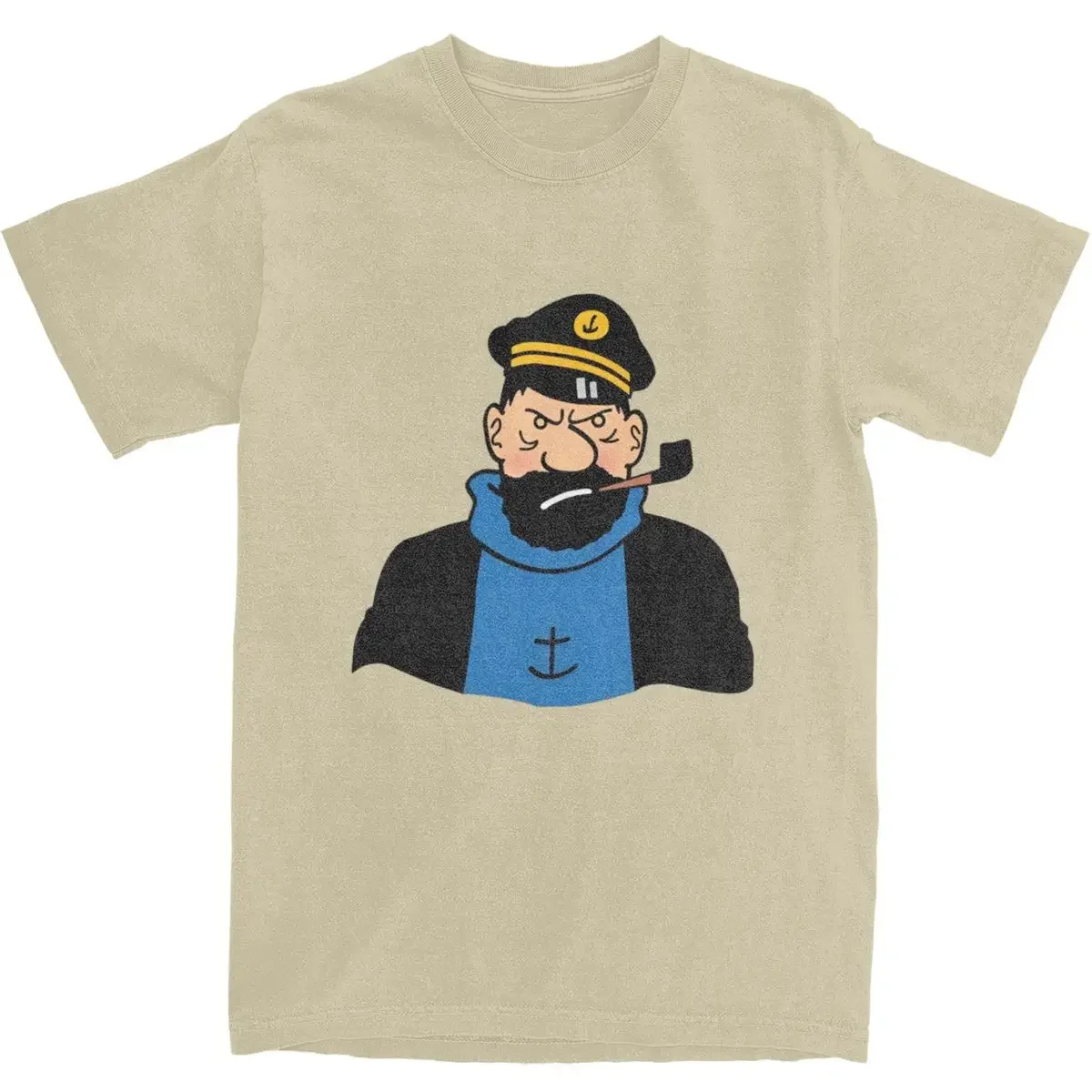 Streetwear T-Shirt Funny Captain Haddock Pure Cotton T Shirts Cartoon Novelty Tshirt for Adult Summer Aesthetic Casual Top Tees