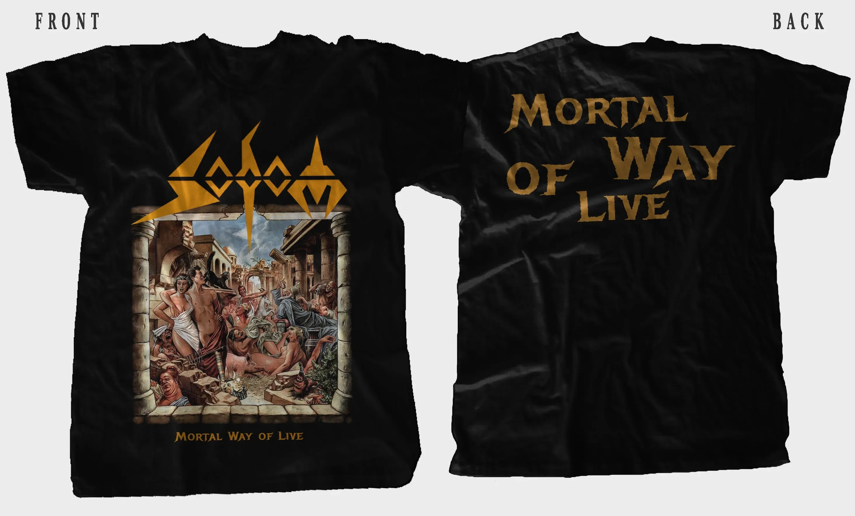 New DtgDtf Printed T-Shirt -Sodom - Mortal Way Of Live - Size- S,M,L,Xl,2-3-4-5-6-7Xl