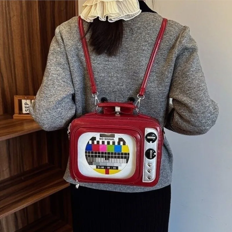 JIAERDI ريترو حقيبة يد تلفزيونية صغيرة المرأة مربع واضح أنيمي Ita حقيبة السيدات سعة كبيرة متعددة الوظائف لطيف على ظهره 2025 جديد #4