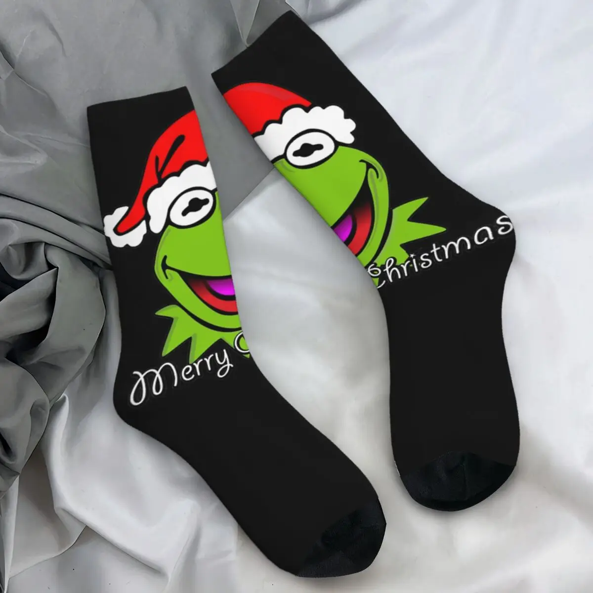 Muppets Kermit Frog Merry Christmas Funny Stockings Unisex Men Socks Funny Socks Autumn Skateboard Anti Sweat Graphic Socks Gift