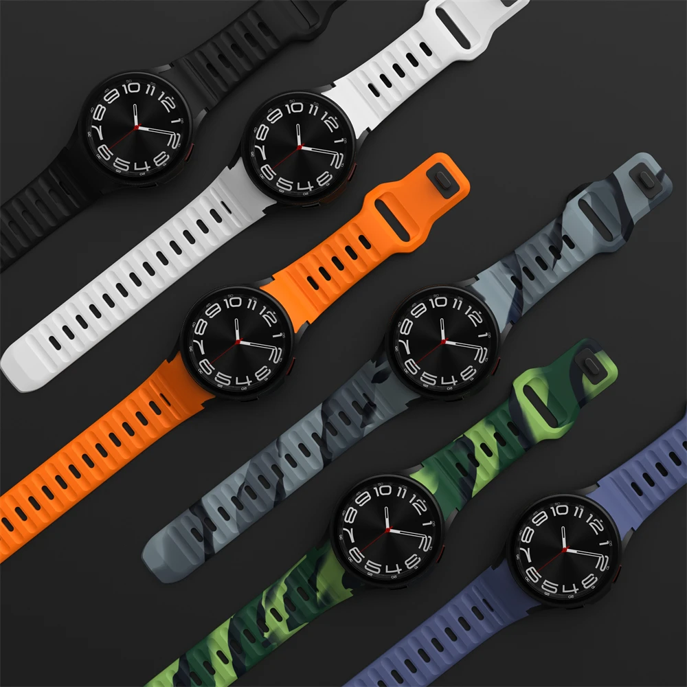 Camo Silicone Sport Strap for Samsung Galaxy Watch 6 4 Classic 47mm 43mm Band Bracelet Galaxy Watch6 4 5 Pro 45mm 40mm 44mm Belt