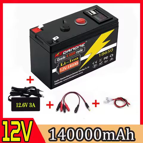 🏅️12V Battery 140Ah 18650 lithium battery pack Rechargeable battery for solar energy electric vehicle battery+12.6v3A char