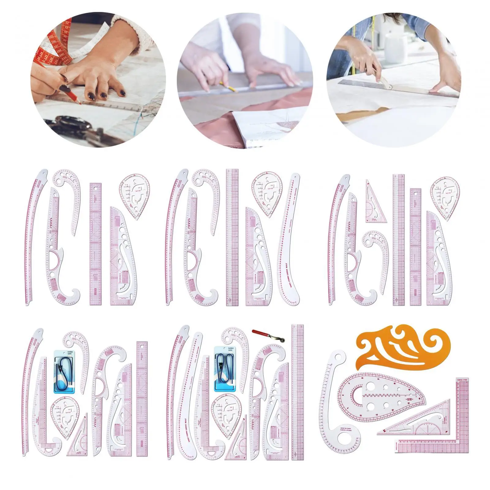 Imagem -02 - Réguas Métricas Curva Francesa Definido para Alfaiates Régua de Elaboração de Vestuário Estilo Faça Você Mesmo Roupas Fabricantes de Vestidos