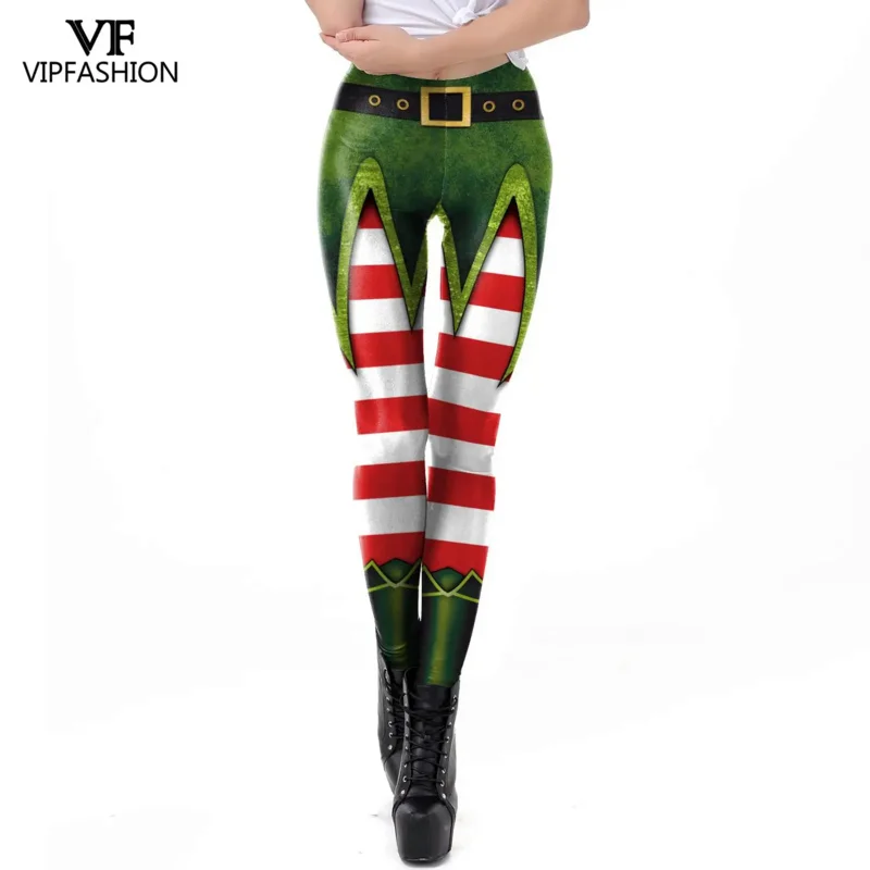 VIP fashion Christmas legging for woman 3D digital print sexy tights seam mid-waist workout pants Xmas party cosplay trousers