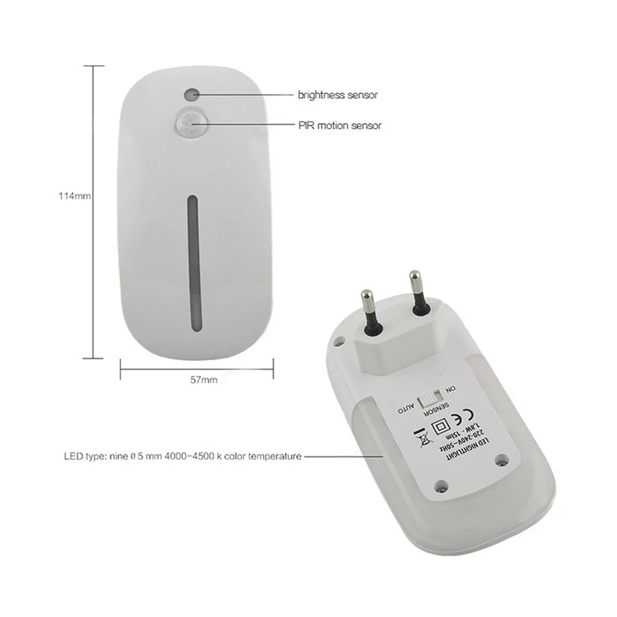 LED Night Light Motion Sensor Wireless Plug in EU 220V Night Lamp for Hallway Pathway EU Plug