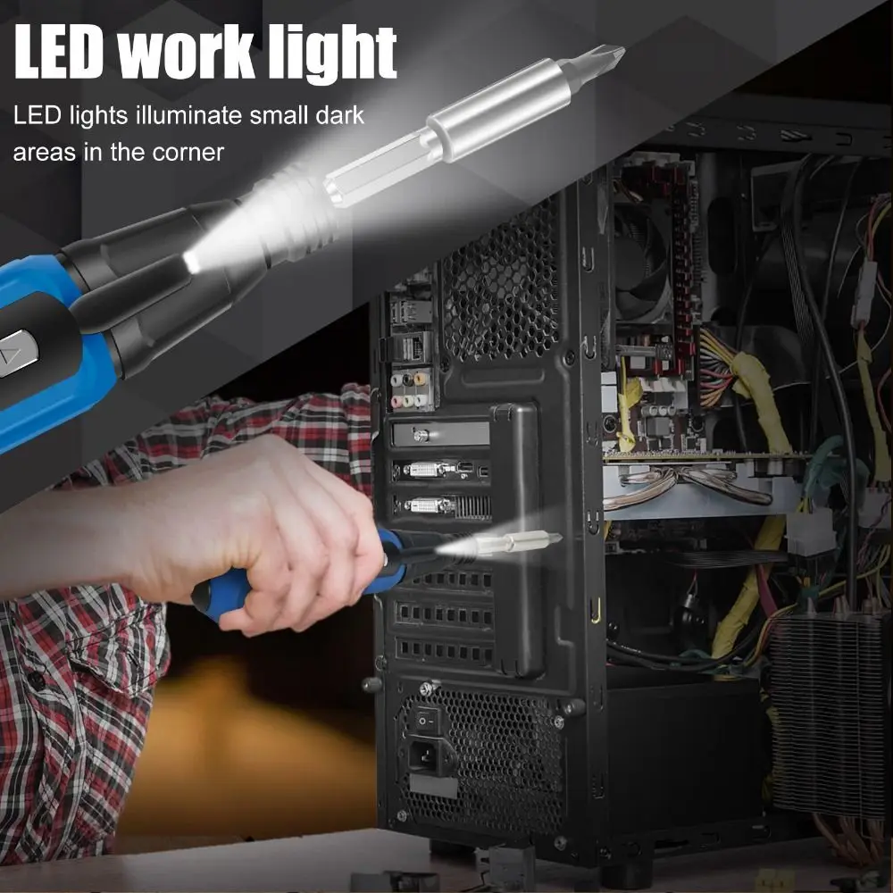 

3.6V Electric Screwdriver with LED Light USB Rechargeable Mini Home Screwdriver Durable Portable Power Screw Driver