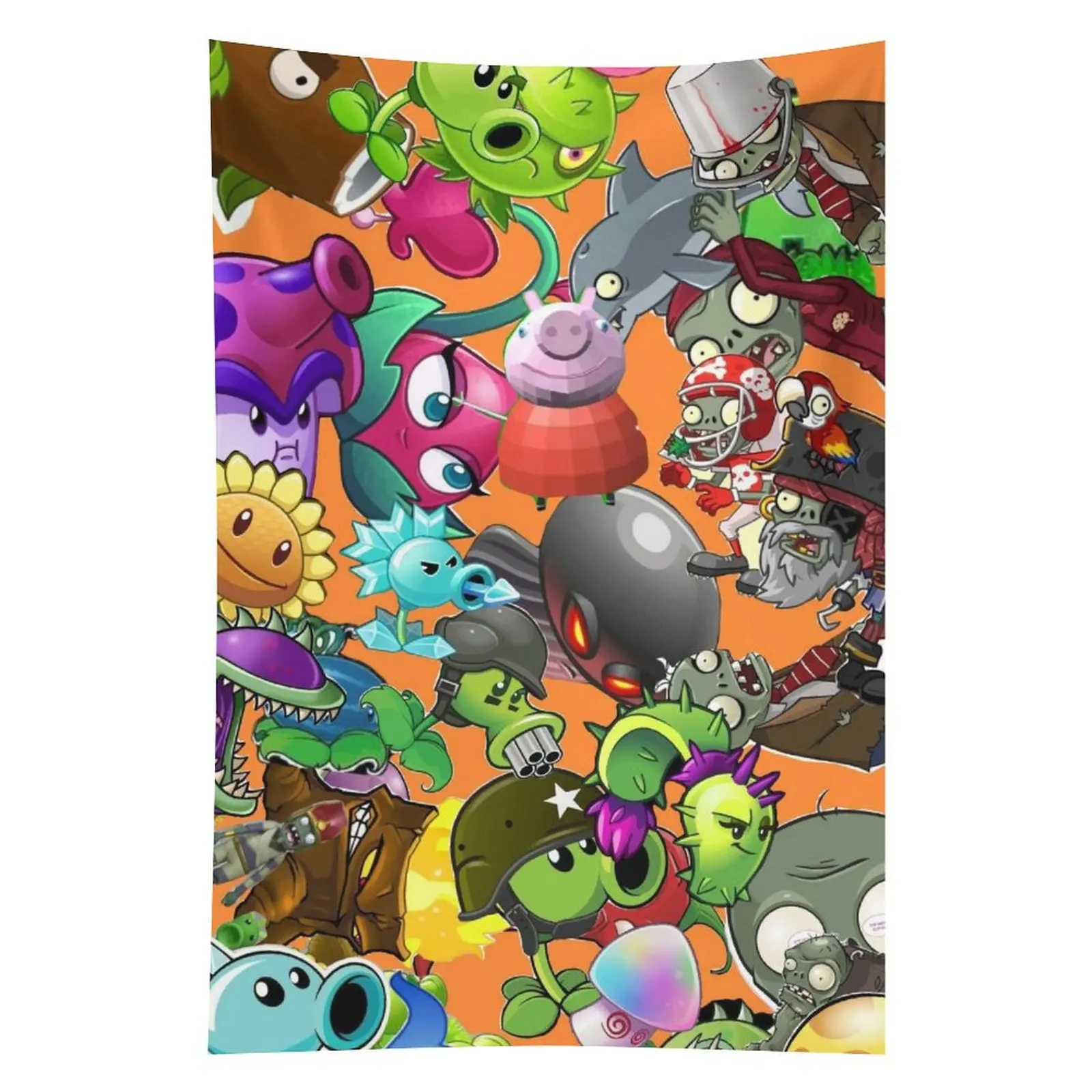 نسيج P-Plants-vs Cartoon Z-Zombie - ديكور معلق لغرفة المعيشة وغرفة النوم وخلفية المكتب والحفلات، هدية مثالية للمعجبين #5