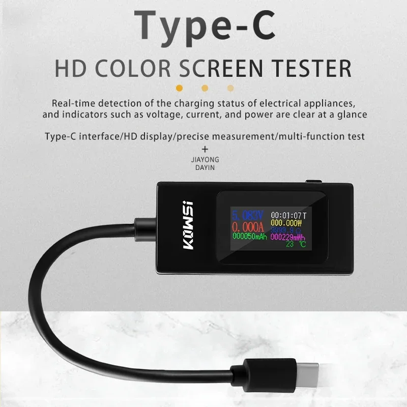 Type-C Tester 4-30V 6.5A Voltage and Current Test Meter Color Screen Two-Way Test Ammeter Indicator Power Bank Charger Detector