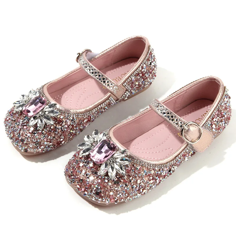Picture 3: Children Princess Shoes 2025 Elegant Rhinestone Bowknot Kids Leather Shoe Fashion Spring Summer Girls Dancing Shoes CSH1567