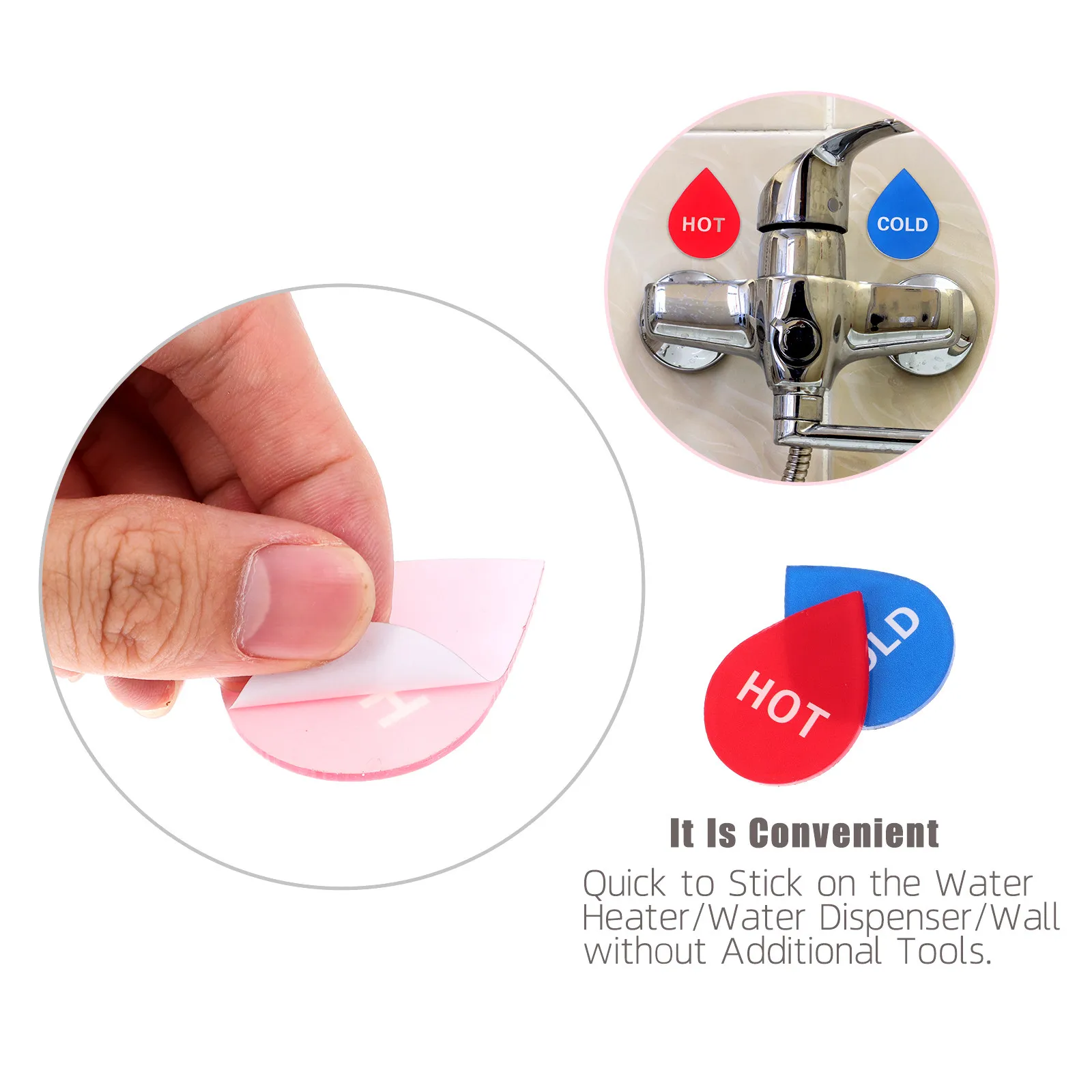 6 Pairs Cold Hot Water Labels Acrylic Bathrooms Hotel Dispensers Stickers Faucet Temperature Differentiation Safe Use Clear