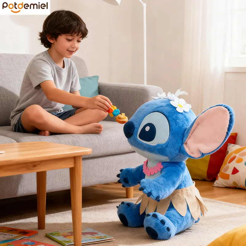 

30cm Disney Grass Skirt Stitch Plush Doll Sofa Stuffed Anime Hug Pillow Cartoon Comfort Soft Plush Toys Children's Birthday Gift