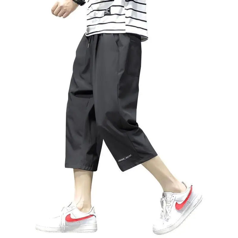 Summer 7-point Pants Men's Trendy Brand New Style Teenager Large Size Straight Five-point Quick-drying Beach Pants