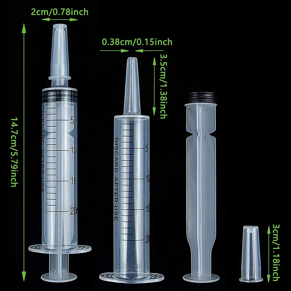 20ml Syringe Glue Filling Plastic Syringe Nutrient Sterile Health Without Needle Watering Refilling for Industrial Hydroponics