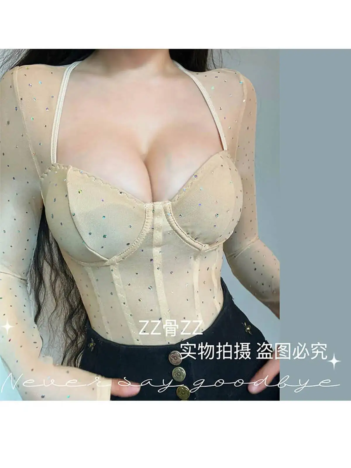 봄 신상 브이넥 메쉬 투명 허리 조임 섹시 긴팔 여성 롬퍼 의류 바디수트 점프수트 섹시 여성 4Q97