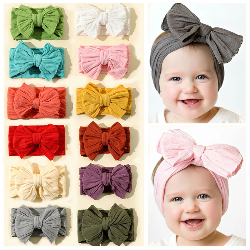 

3Pcs/Set Cute Bows Baby Headbands Newborn Infant Ealstic Hairbands for Girls Nylon Turban Kids Headwraps Hair Accessories