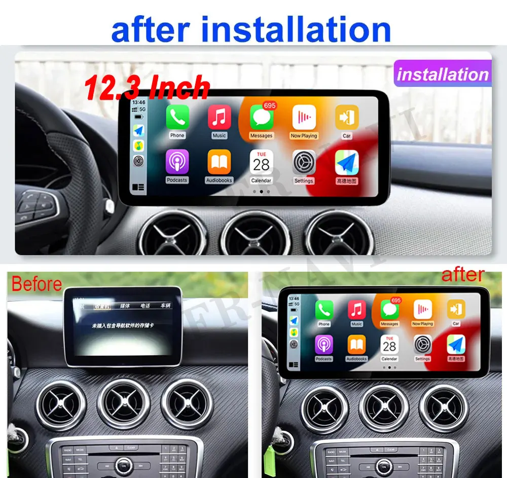 For Mercedes Benz A/CLA/GLA Class W175/X156/C117 2012 - 2018 Android 14 Car Player Multimedia GPS Navigation Wireless Carplay