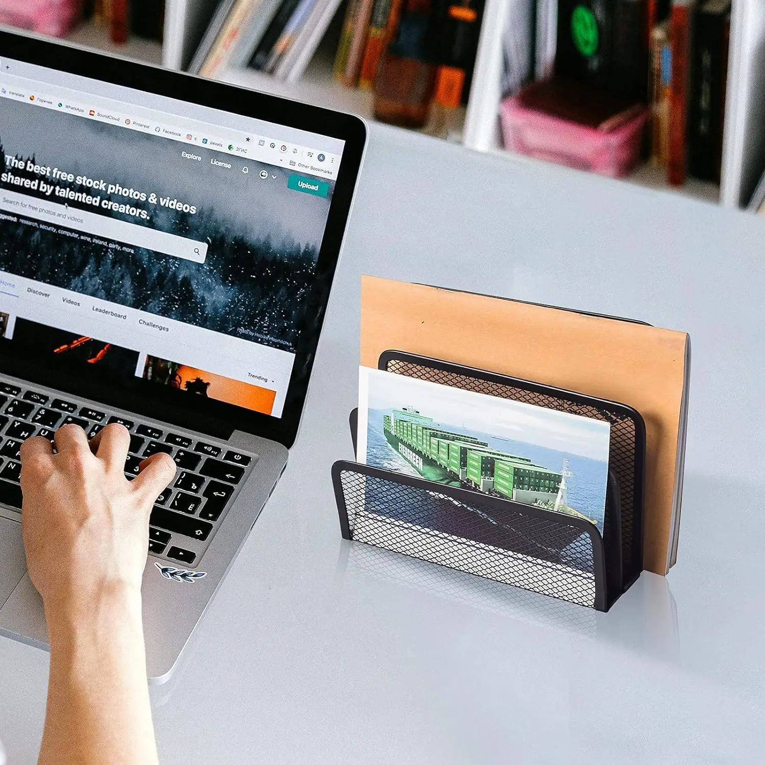 Map Houder Bureau, 2 Pack Mail Organizer Brief Houder Voor Bureau Metalen Gaas Met 3 Verticale Rechtopstaande Compartimenten