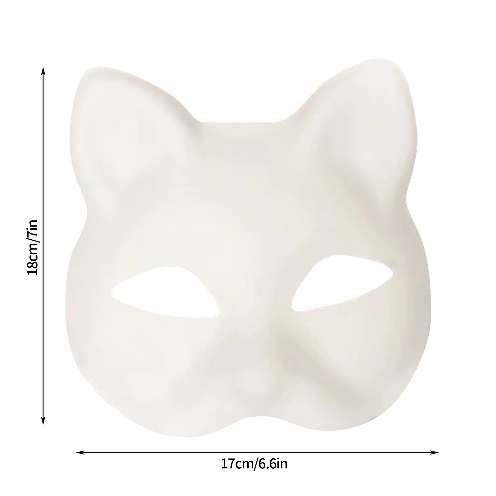 10/20/30/50/100PCS Therian Masks White Cat Masks Blank DIY Halloween Mask Animal Half Facemasks Masquerade Cosplay Party