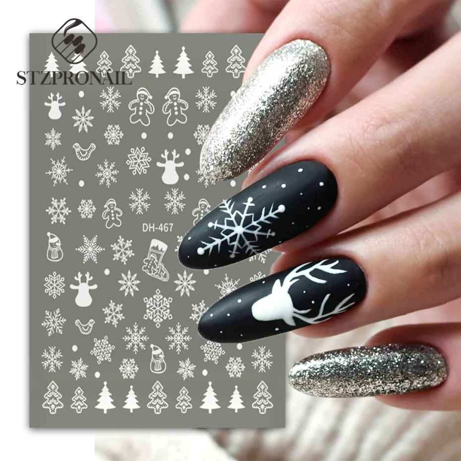 

Наклейки для ногтей в стиле Дня Святого Валентина, Имбирные снежинки, имбирный олень, слайдеры на новый год, праздники, украшения для маникюра SLDH467