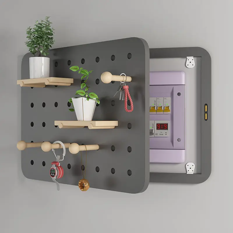 Meter Cover Modern Decorative Boards Electric Box Hidden Nordic Pegboard Wooden Boards Shelf Rack Wall Art Apartment Renovation